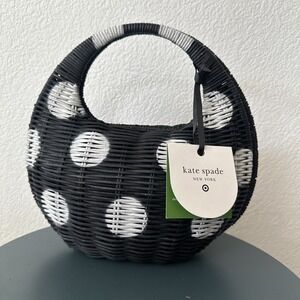 Kate Spade New York X Target Polka Dot Wicker Crescent Bag Black White Sold Out